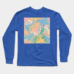 Pastel Plants / Colorful Monstera Leaves Long Sleeve T-Shirt